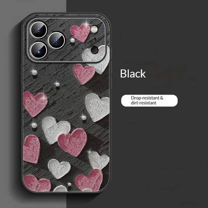 Oil painting heart-shaped lambskin Apple phone case