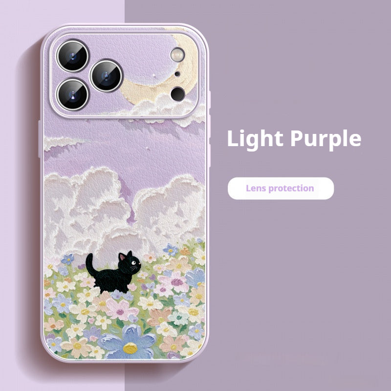 Oil painting kitten lambskin iPhone case