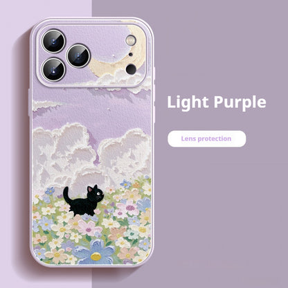 Oil painting kitten lambskin iPhone case