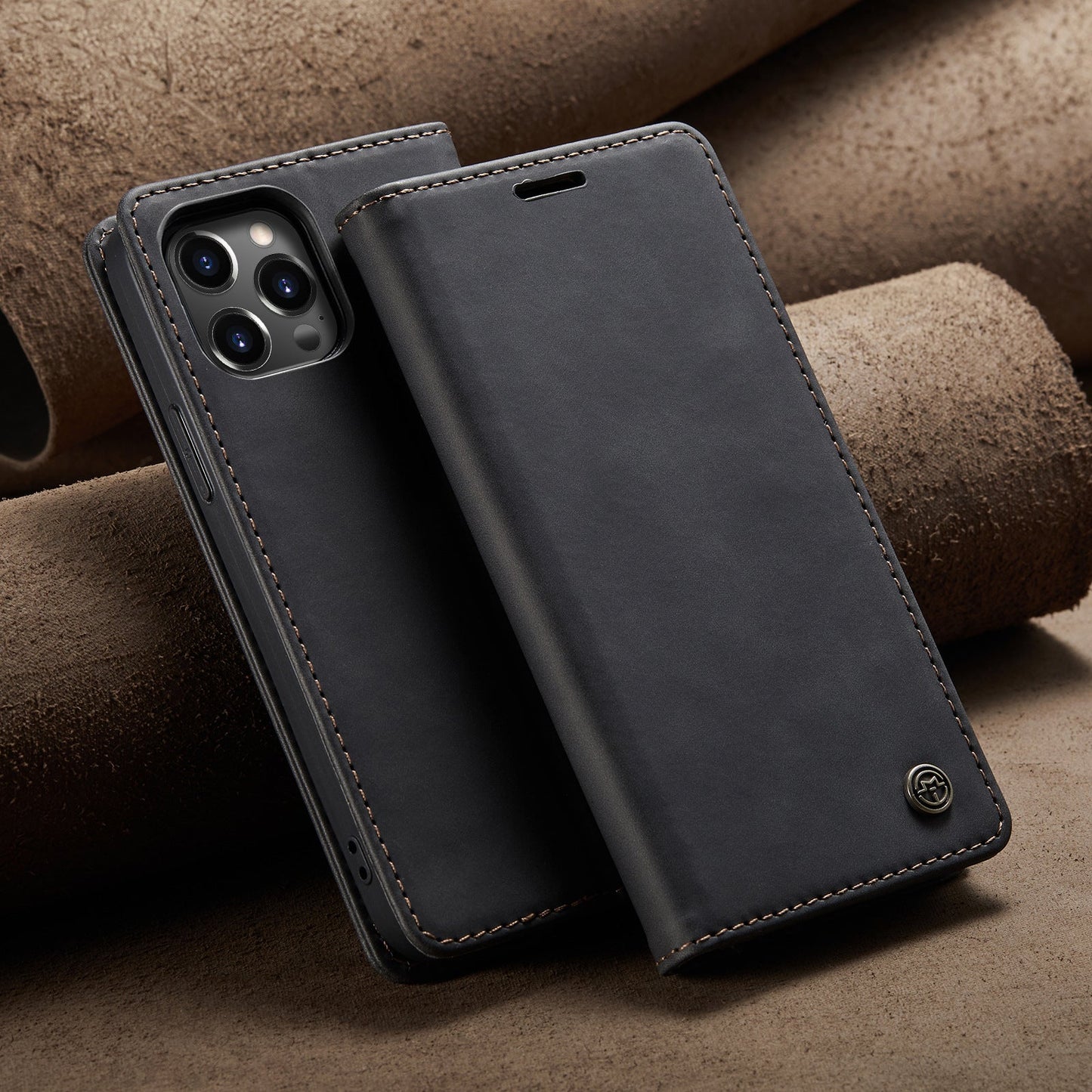 Luxury Leather Bracket Wallet Case For iPhone
