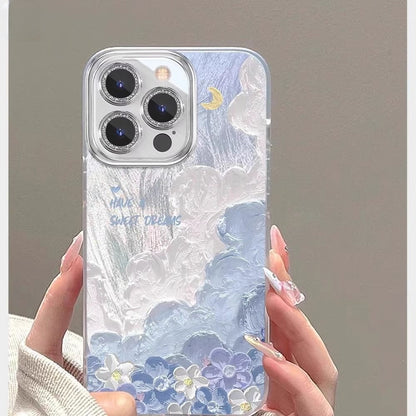 Oil painting cloud feather gauze Apple phone case