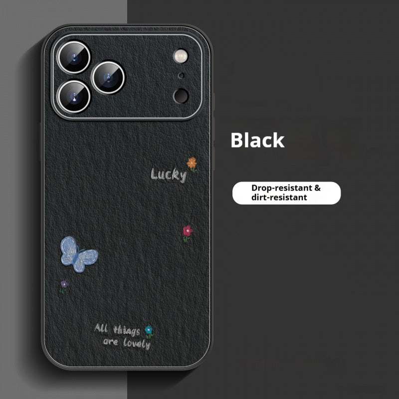 Oil painting butterfly lambskin iPhone case