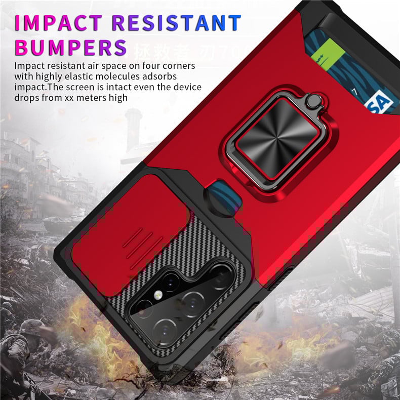 Card-type sliding window anti-fall traction ring bracket Samsung mobile phone case