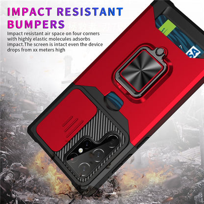Card-type sliding window anti-fall traction ring bracket Samsung mobile phone case