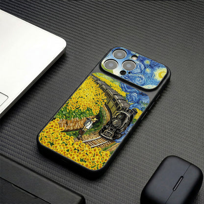Van Gogh Sunflower Train Apple Phone Case