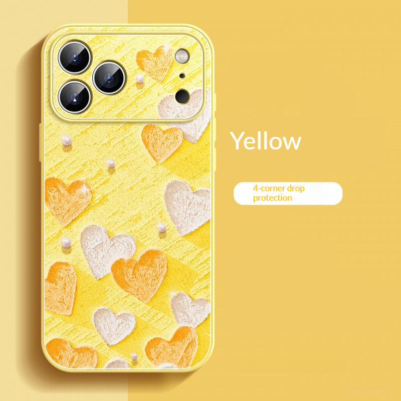 Oil painting heart-shaped lambskin Apple phone case