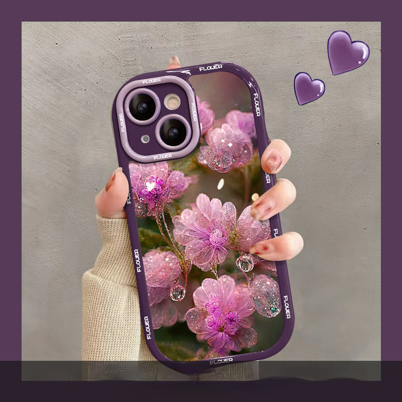 Pink Crystal Flower Apple Phone Case