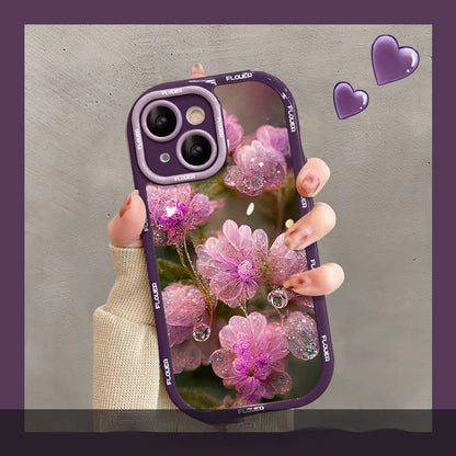 Pink Crystal Flower Apple Phone Case