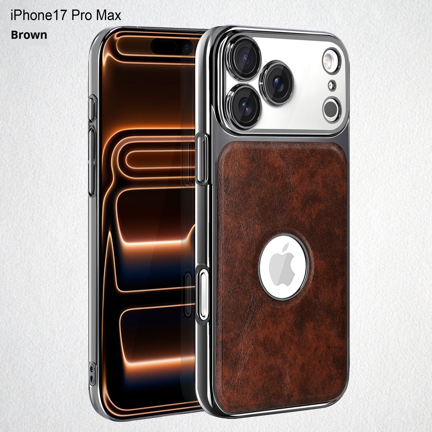 Electroplated frame leather texture exposed logo Apple phone case