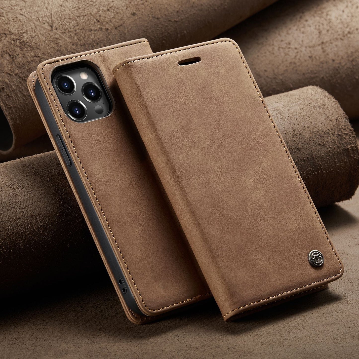 Luxury Leather Bracket Wallet Case For iPhone