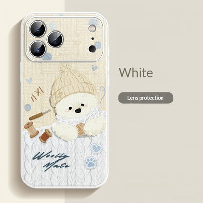 Lambskin wool hat puppy Apple phone case