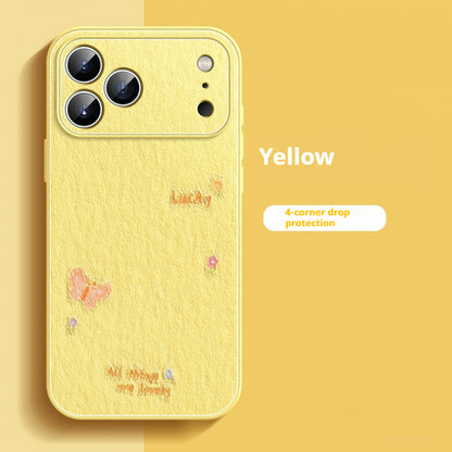 Oil painting butterfly lambskin iPhone case