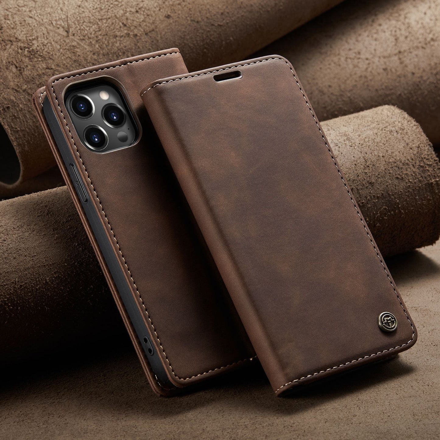 Luxury Leather Bracket Wallet Case For iPhone