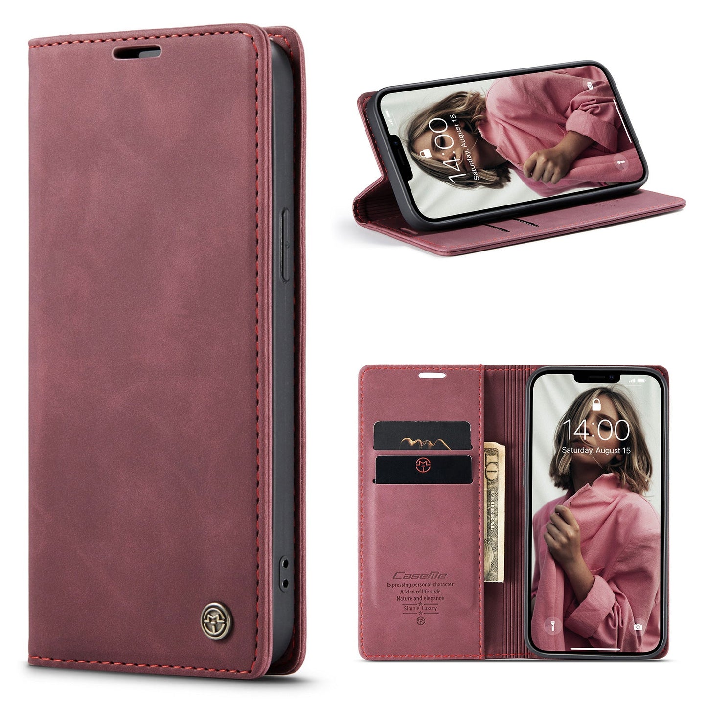 Luxury Leather Bracket Wallet Case For iPhone