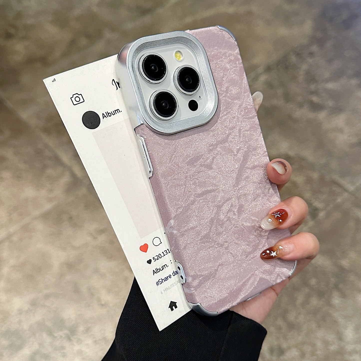 Electroplated solid color snow mountain pattern Apple mobile phone case