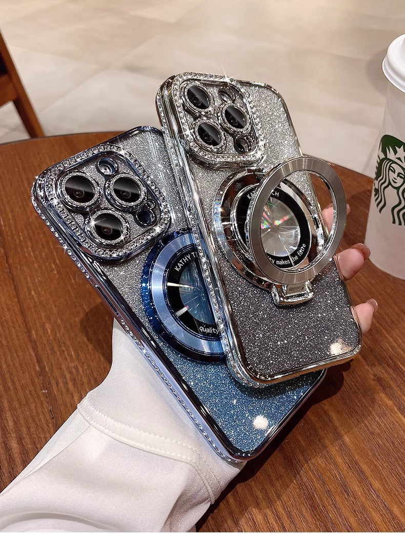 Diamond Gradient Glitter Magnetic Phone Case For iphone