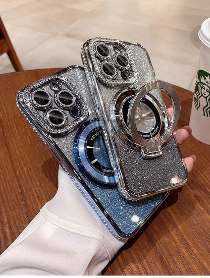 Diamond Gradient Glitter Magnetic Phone Case For iphone
