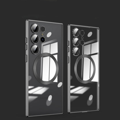 Electroplating magnetic transparent all-inclusive glass Samsung mobile phone case