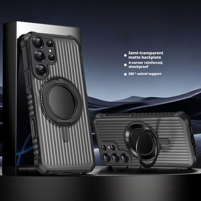 Skin-feel 360-degree rotating magnetic stand for Samsung mobile phone case