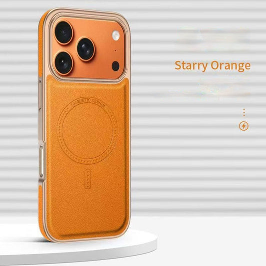 Side leather electroplating magnetic Apple phone case
