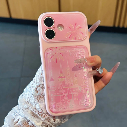 Pink quicksand fireworks castle Apple phone case