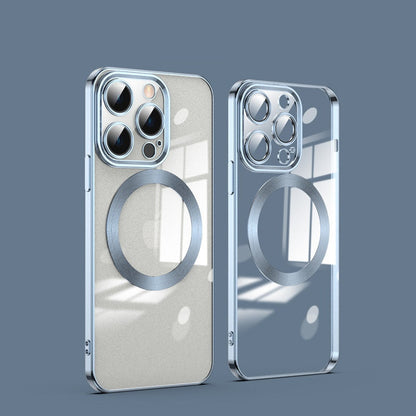 Electroplating magnetic transparent all-inclusive glass Apple phone case