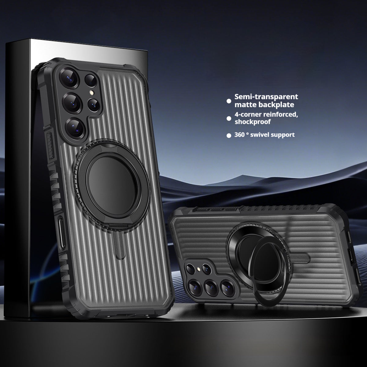 Skin-feel 360-degree rotating magnetic stand for Samsung mobile phone case