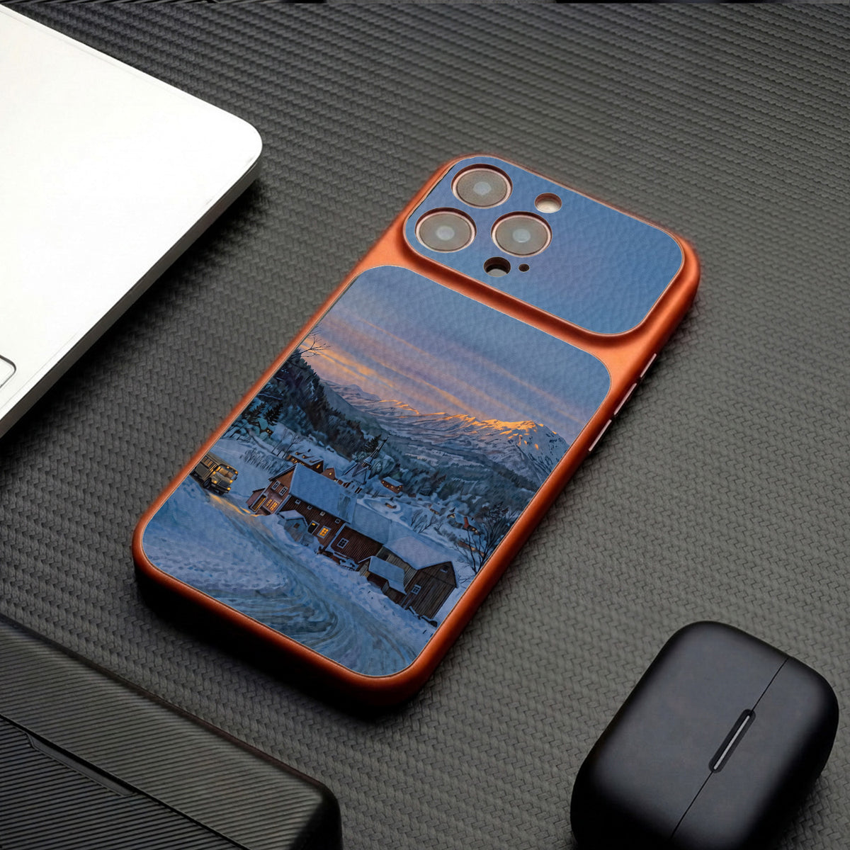 Snow Mountain Cabin Apple Phone Case