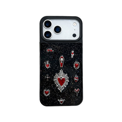 3D Dark Red Heart iPhone Case