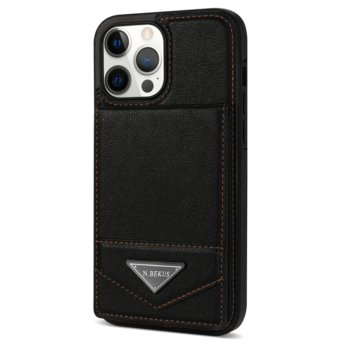 Apple phone case with a sliding back cover featuring a card slot.