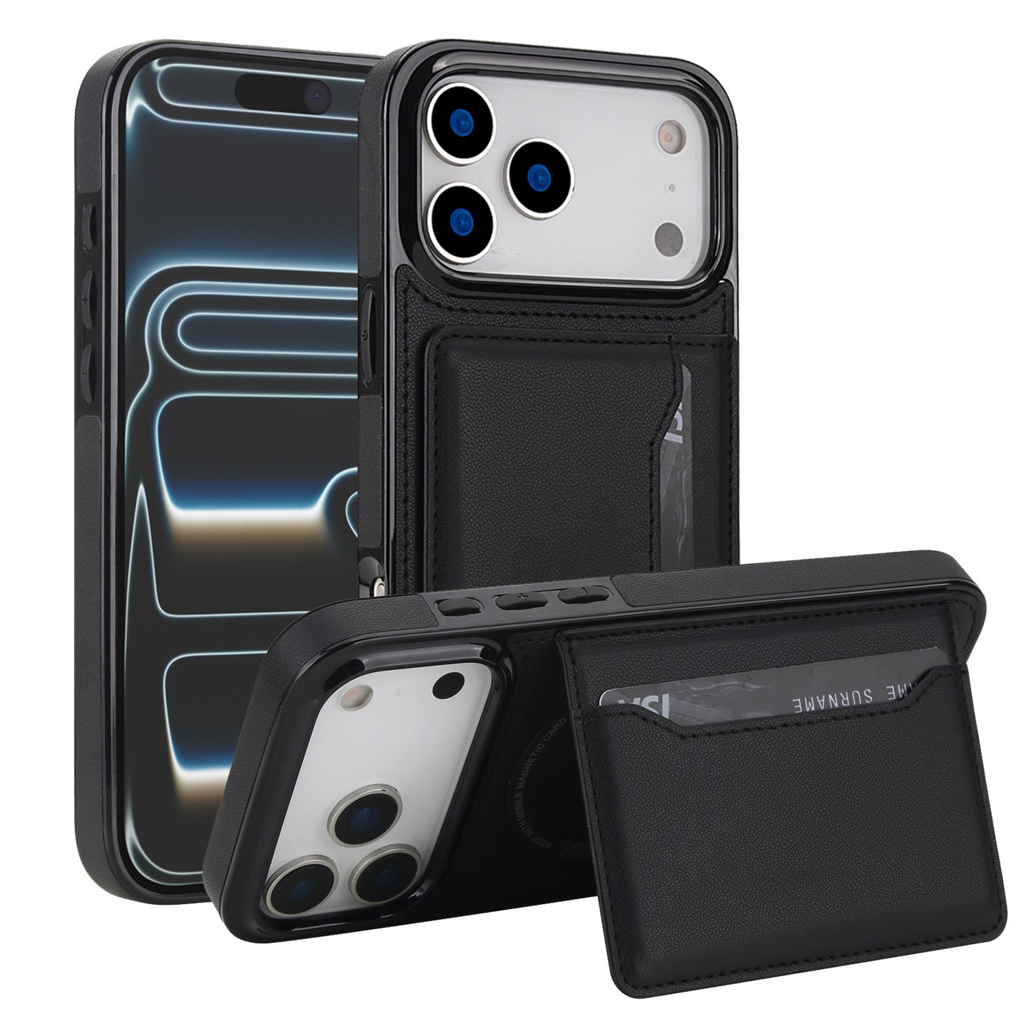 Magnetic Flip Leather Case with Card Slot and Stand for iPhone