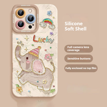 Creative oil painting animal Apple phone case