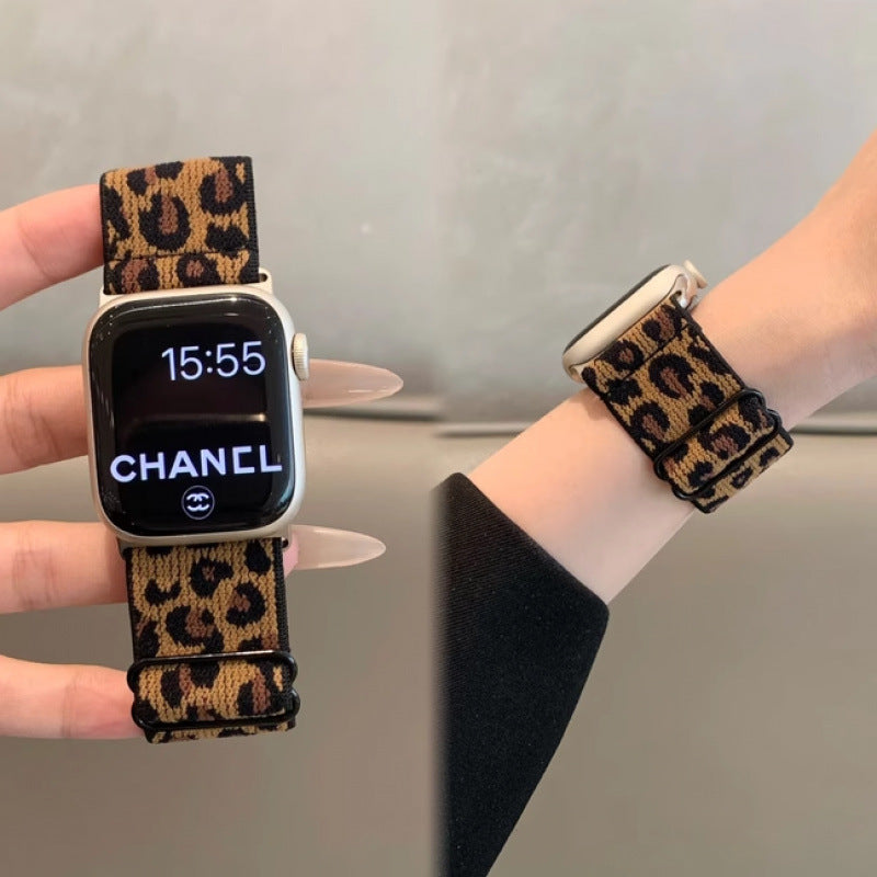Iwatch strap elastic woven leopard print loop