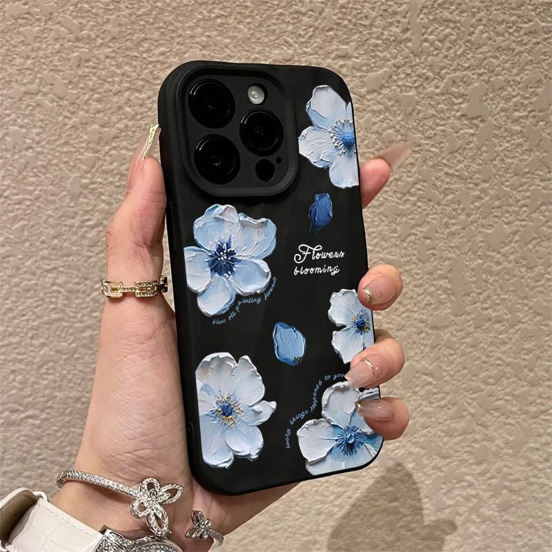 Oil painting flower pleated Apple phone case
