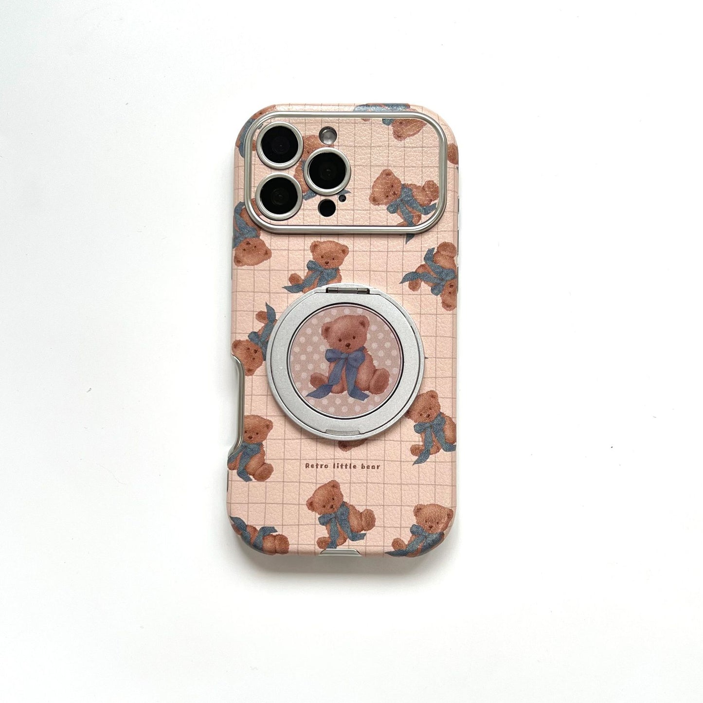 Bow-shaped bear rotating stand Apple phone case