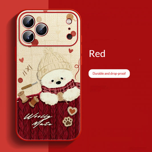 Lambskin wool hat puppy Apple phone case