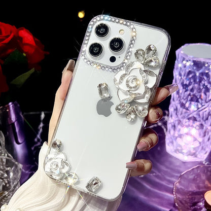 Apple ins transparent rose three-dimensional mobile phone case