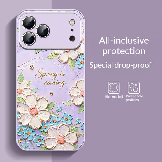 Oil-painting-style floral acrylic iPhone case