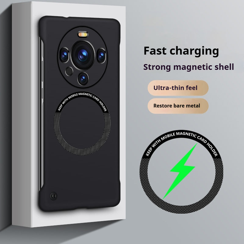 Skin-feeling magnetic solid color borderless Huawei phone case