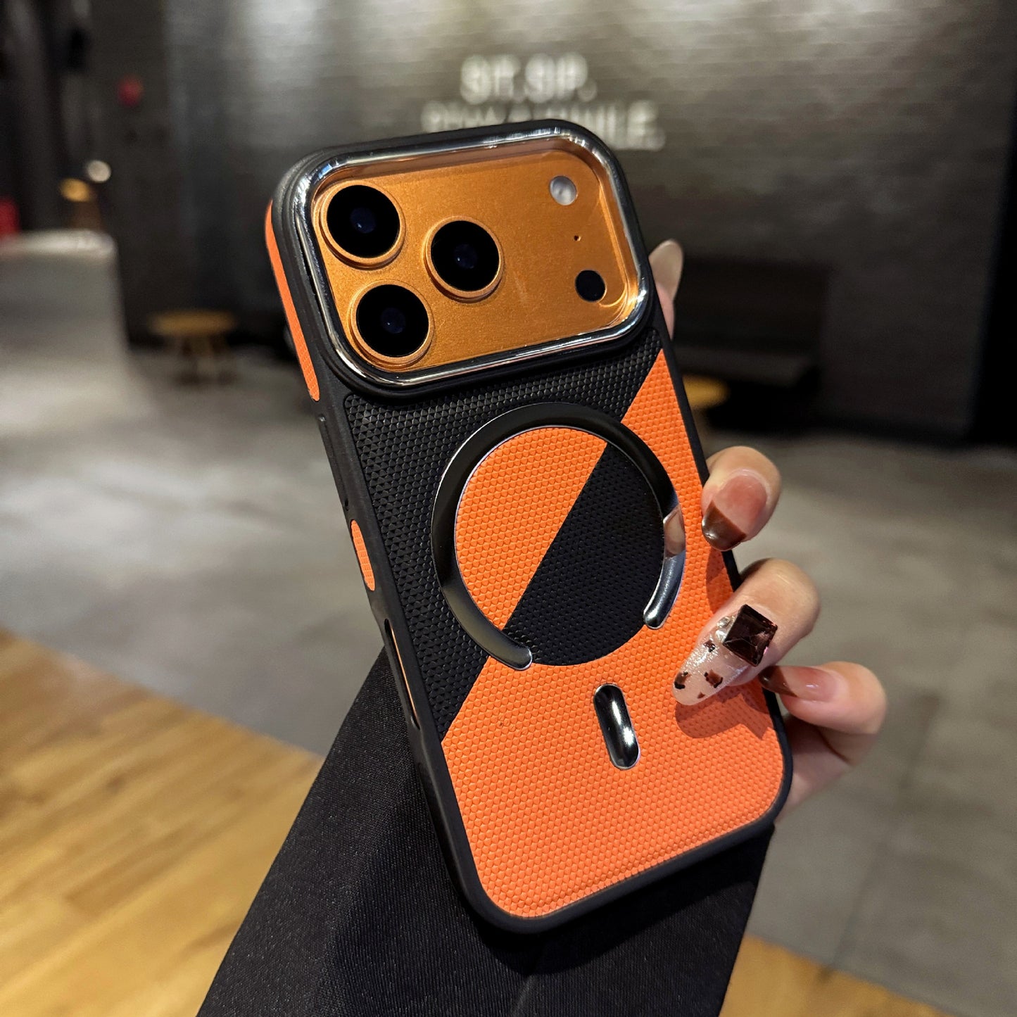 Two-tone leather texture magnetic anti-drop Apple phone case