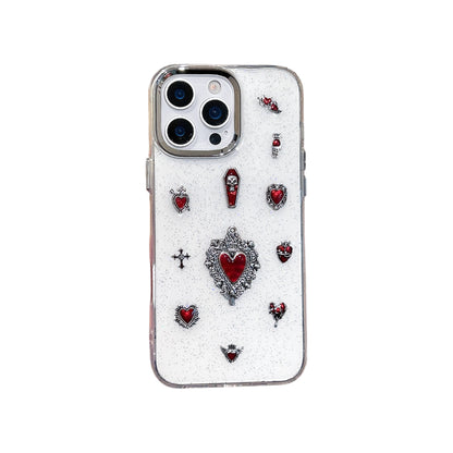 3D Dark Red Heart iPhone Case
