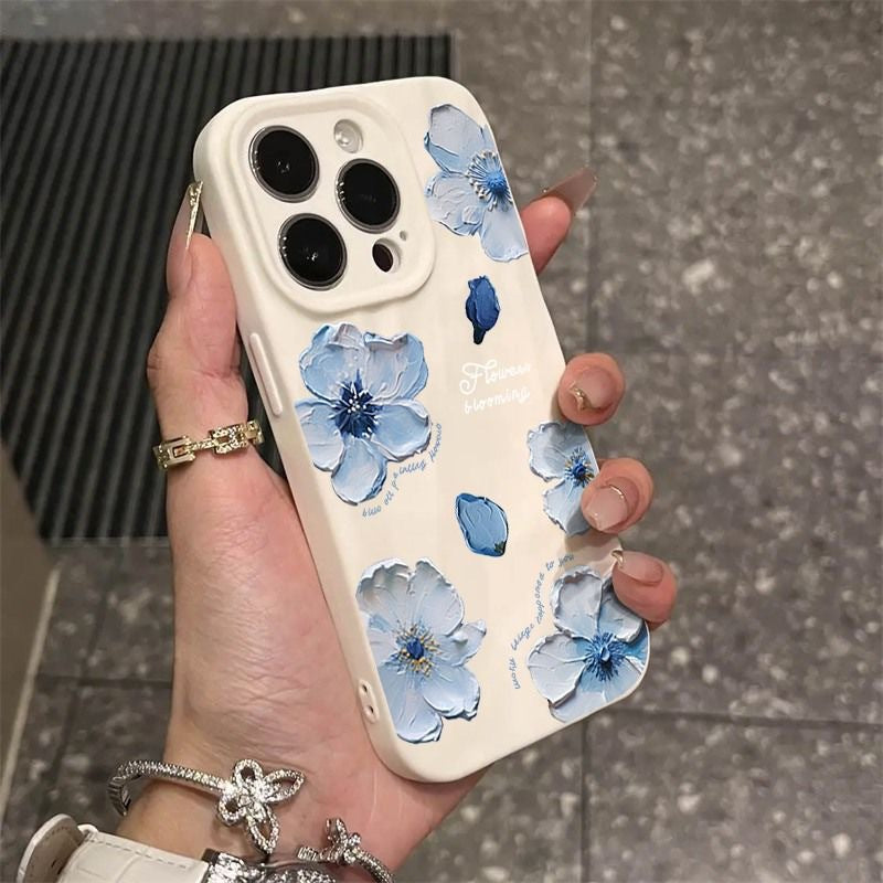 Oil painting flower pleated Apple phone case