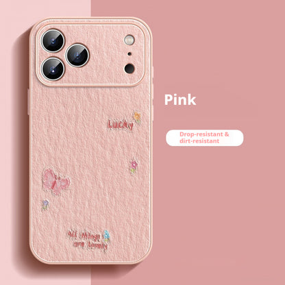 Oil painting butterfly lambskin iPhone case