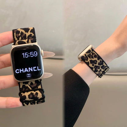 Iwatch strap elastic woven leopard print loop