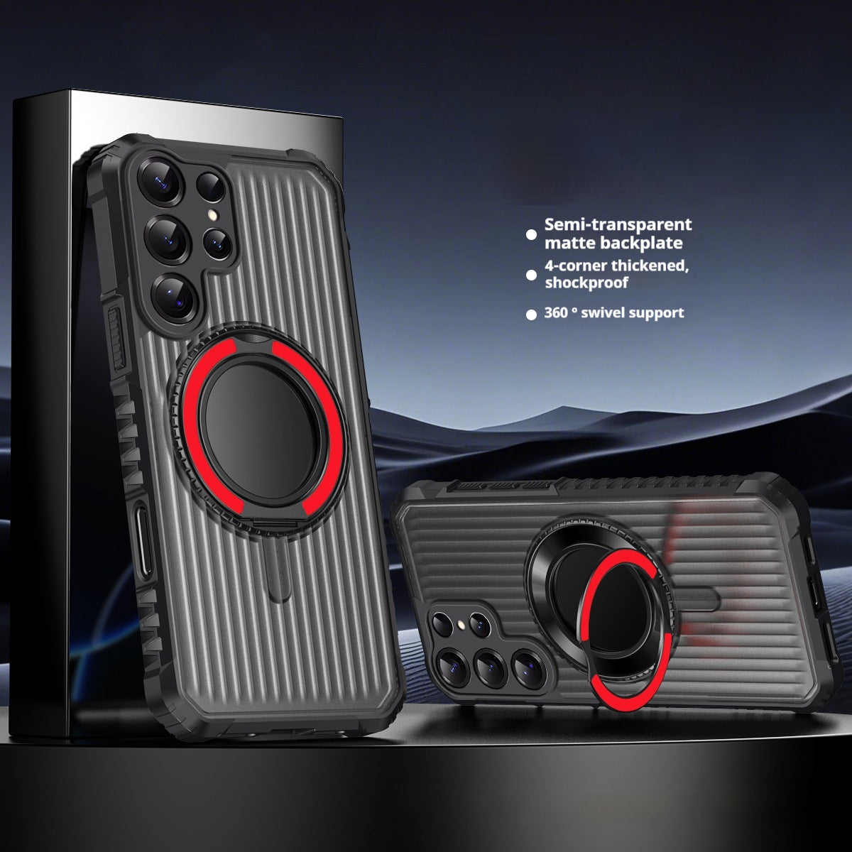 Skin-feel 360-degree rotating magnetic stand for Samsung mobile phone case