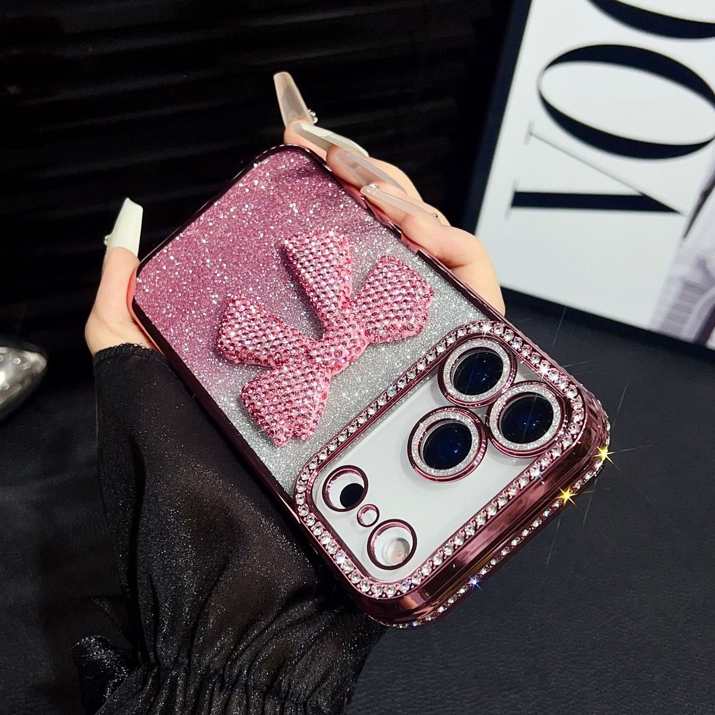 Electroplated 3D bow Apple phone case