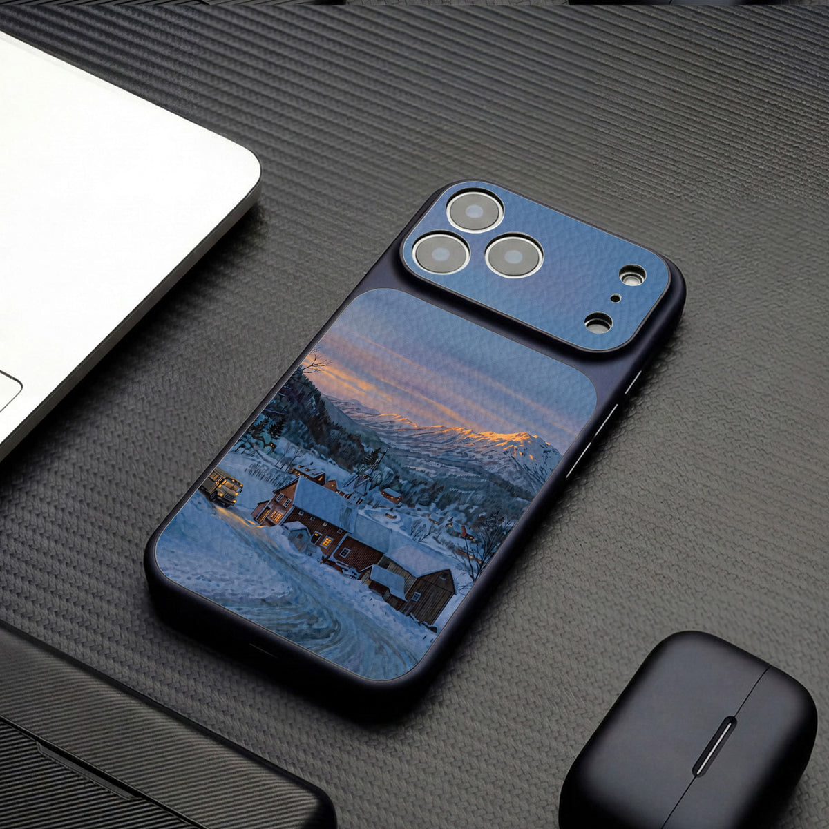 Snow Mountain Cabin Apple Phone Case