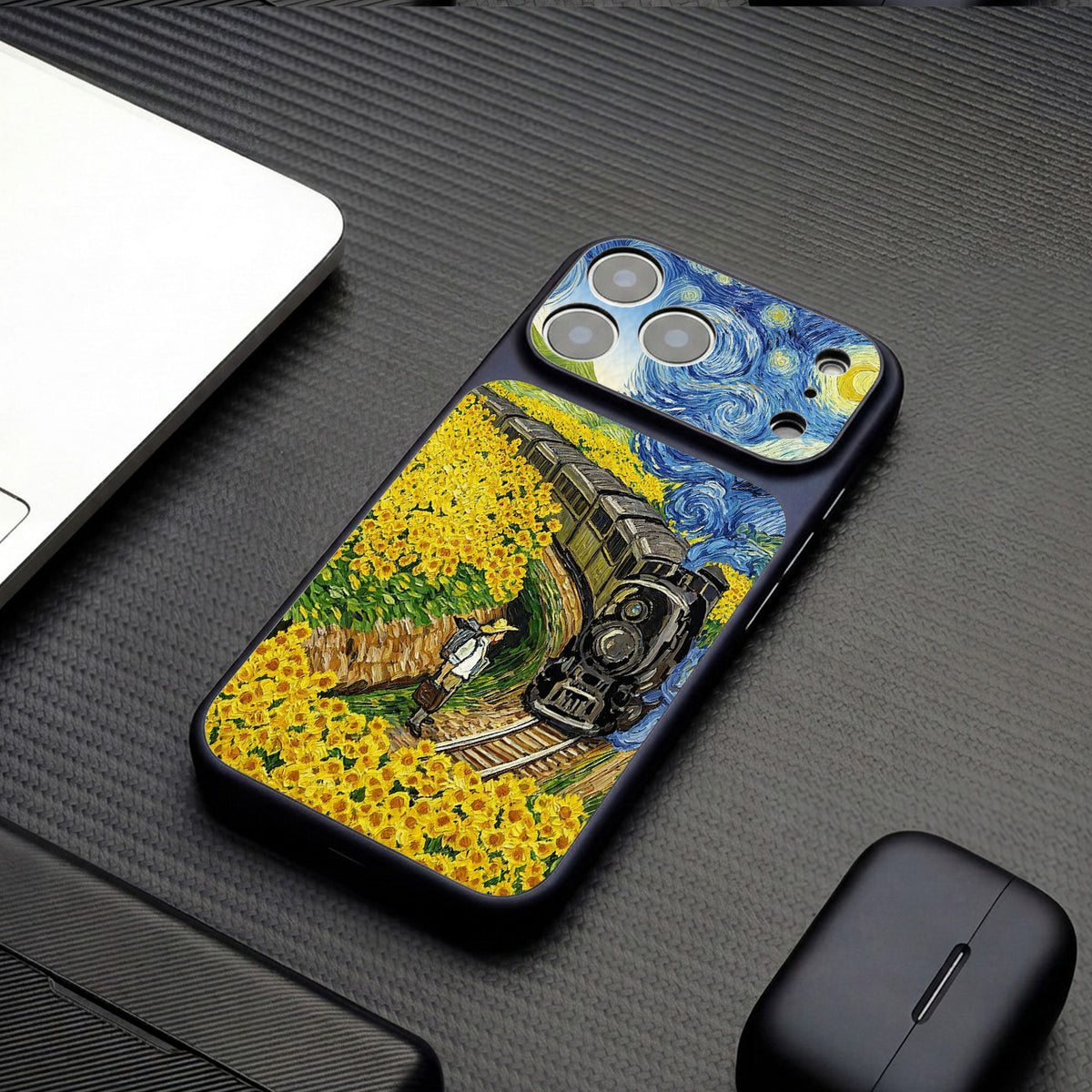 Van Gogh Sunflower Train Apple Phone Case