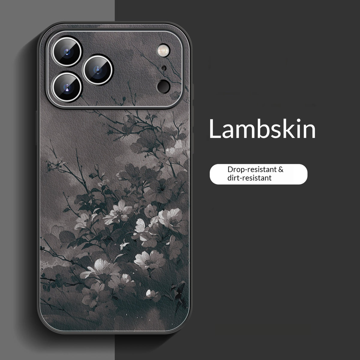 Floral and leafy lambskin iPhone case