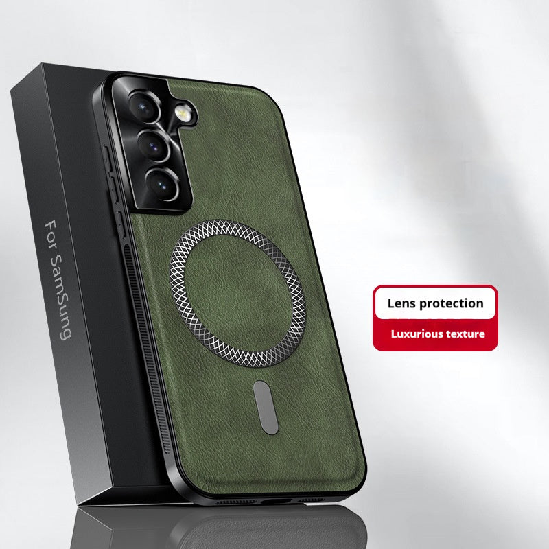 Solid color high-end leather Samsung mobile phone case